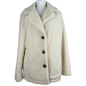 Sanctuary Women’s Off-White Coastal Button Down Teddy Sherpa Casual Coat Med/C46